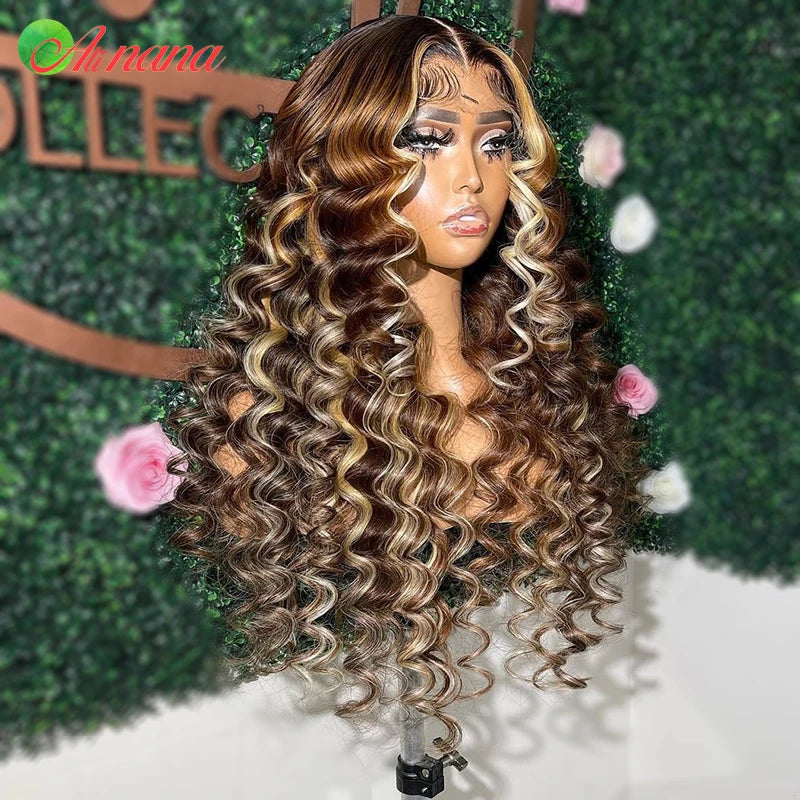 🔥Hot Sale 49% off🔥Water Wave Highlight Ombre Color Invisi Strap Snug Fit 360 Skin Lace Frontal Wig Glueless Human Hair