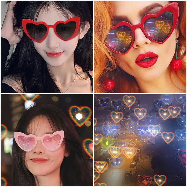 Heart Sunglasses Heart Effect Diffraction Glasses Festival Accessories Party Rave Lights Glasses Love Gift