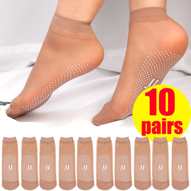 Invisible, Slip-resistant Crystal Silk Socks