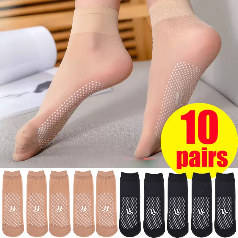 Invisible, Slip-resistant Crystal Silk Socks