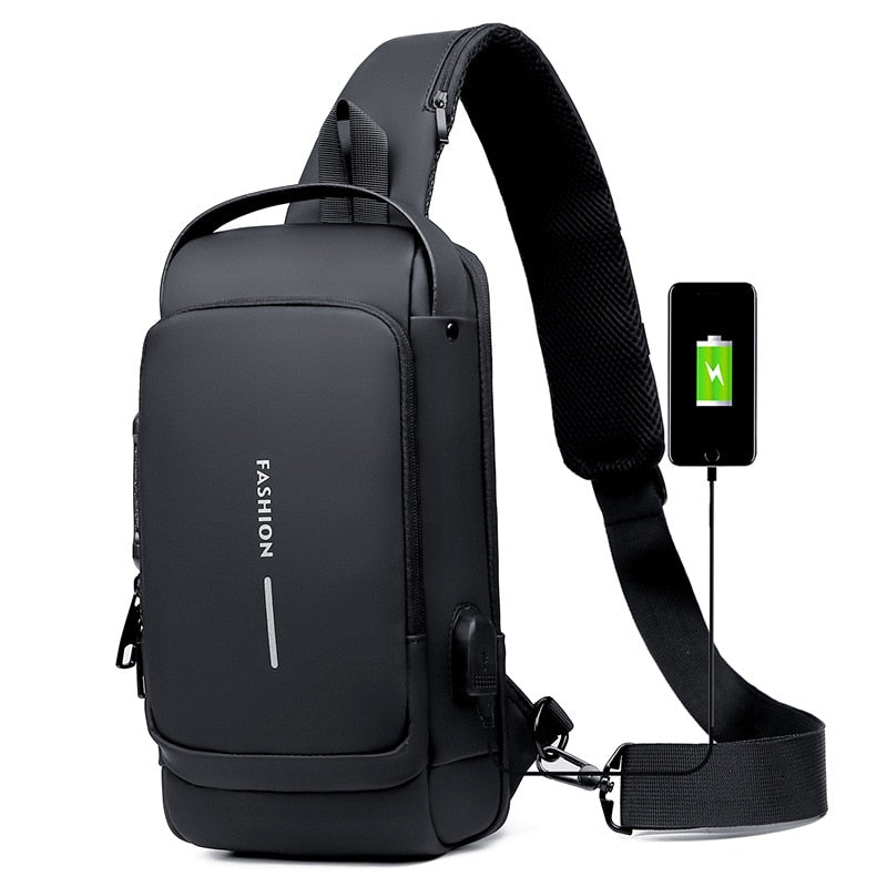 USB charging sport sling Anti-theft shoulder bag