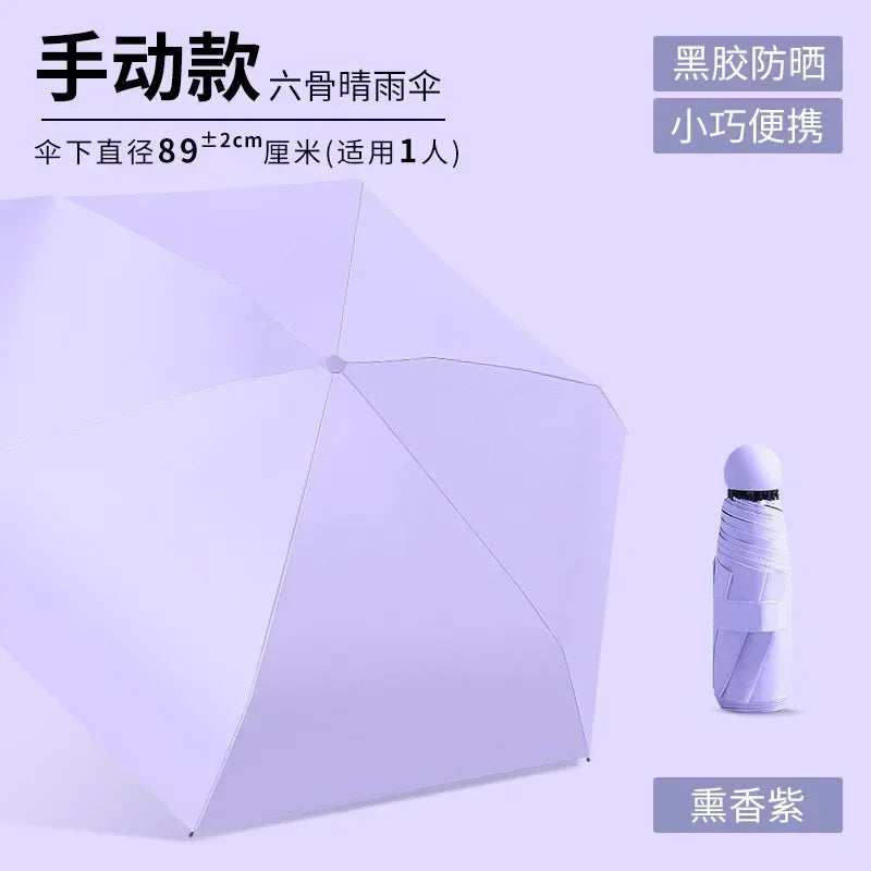 Mini Travel Size Rain Sun Umbrella