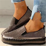 Women Rhinestone Platform Breathable Slip-on Shoes