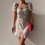 Floral Elegance Bubble Sleeve Dress