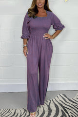 Casual solid color jumpsuit