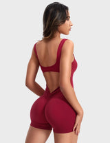 Tummy Control One Piece Jumpsuits Yoga Rompers for Women