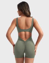 Tummy Control One Piece Jumpsuits Yoga Rompers for Women