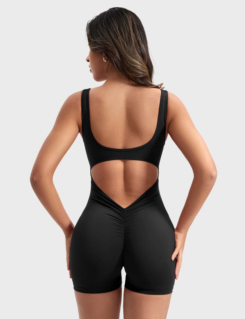 Tummy Control One Piece Jumpsuits Yoga Rompers for Women